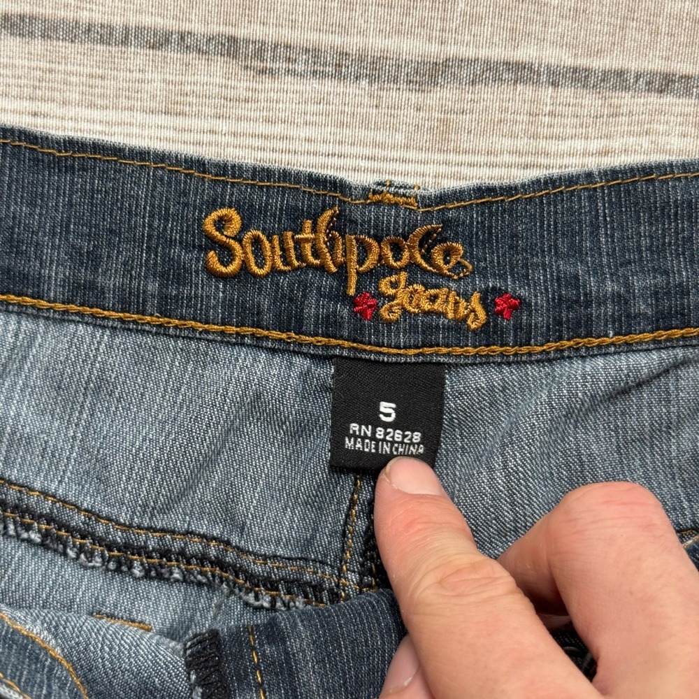 Y2K Southpole Jeans Women's 5 Blue Medium Wash Bootcut Embellished Streetwear - Picture 9 of 9